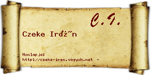 Czeke Irén névjegykártya